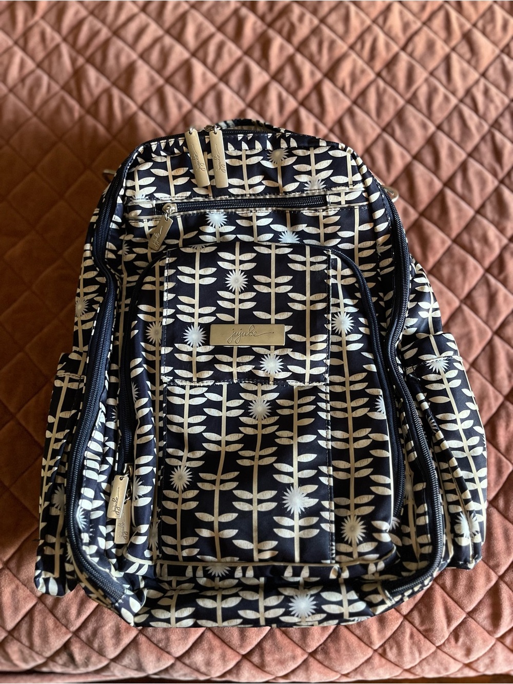 Ju-Ju-Be Be Right Back diaper backpack in the Dandy Lines NEW without tags